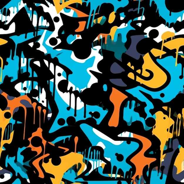 A close up of a colorful graffiti style background with a lot of different colors generative ai