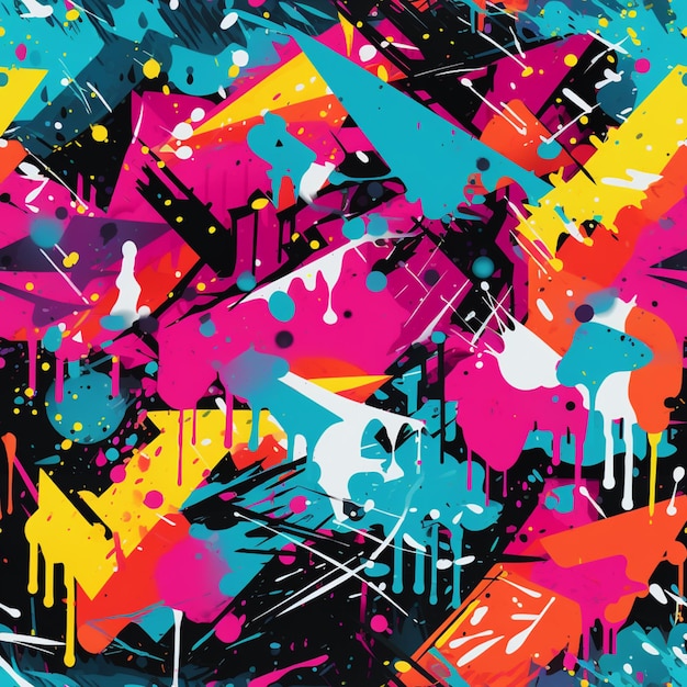 A close up of a colorful graffiti style background with a lot of paint generative ai