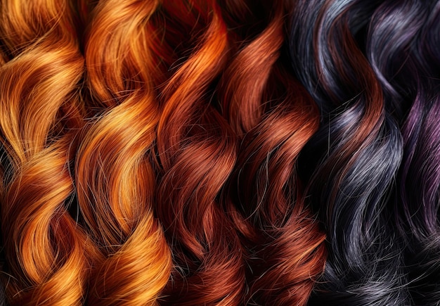 Close up of colorful hair with different color patterns generative ai