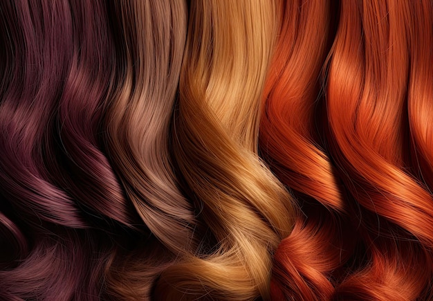 Close Up Of Colorful Hair With Different Color Patterns Generative AI