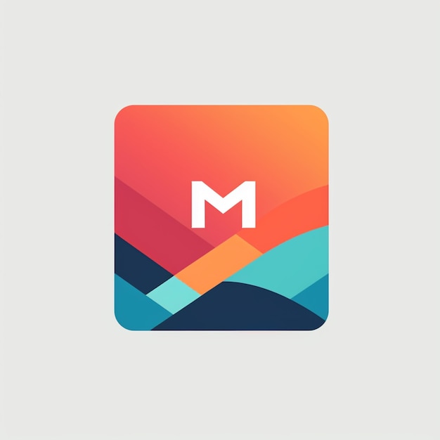 Photo a close up of a colorful icon with a letter m on it generative ai