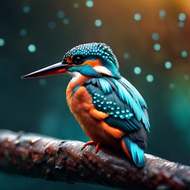 A close up of a colorful kingfisher bird