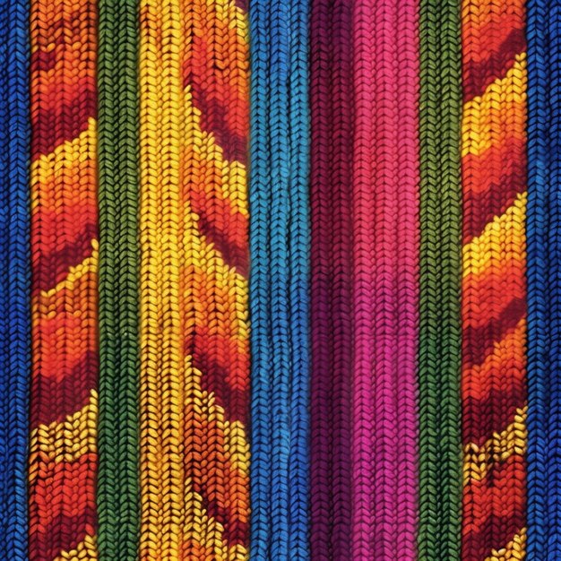 a close up of a colorful knitted blanket with a striped design generative ai