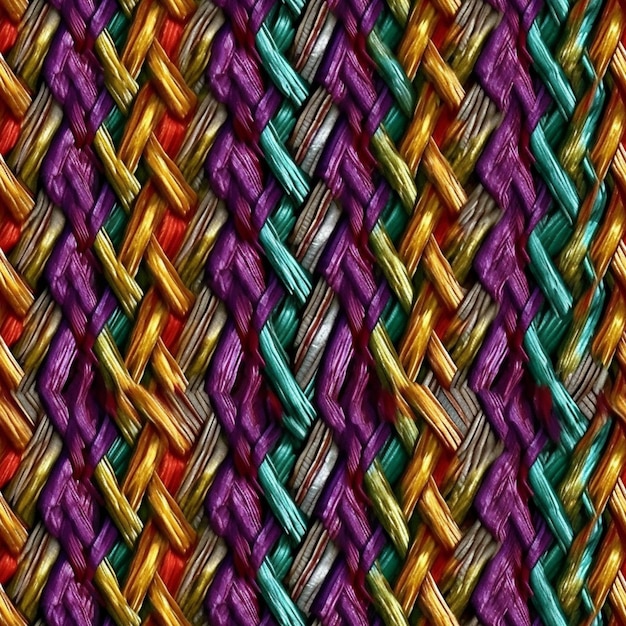 a close up of a colorful knitted fabric with a pattern generative ai