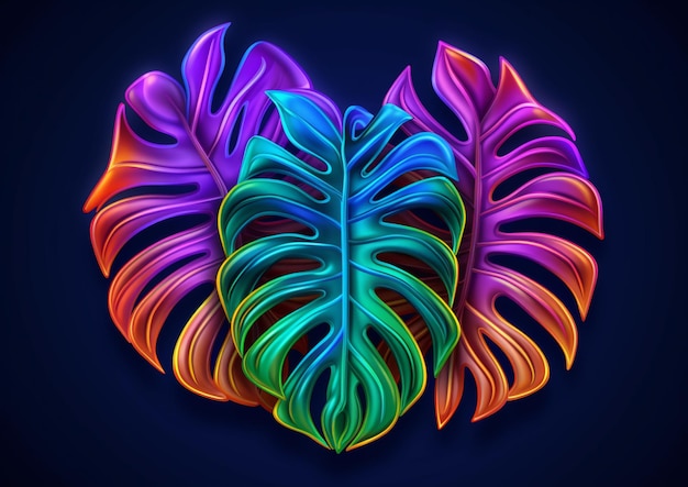 A close up of a colorful leaf on a dark background generative ai