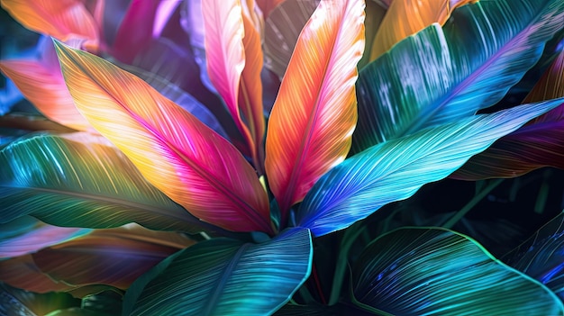 a close up of colorful leaves