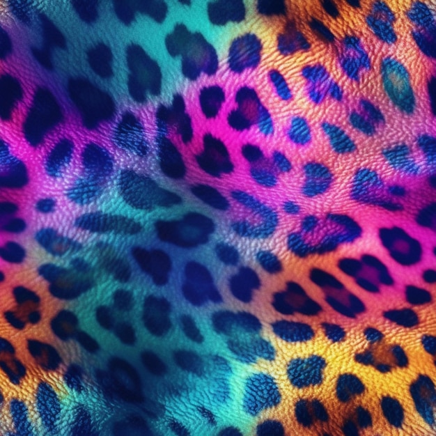 A close up of a colorful leopard print fabric generative ai