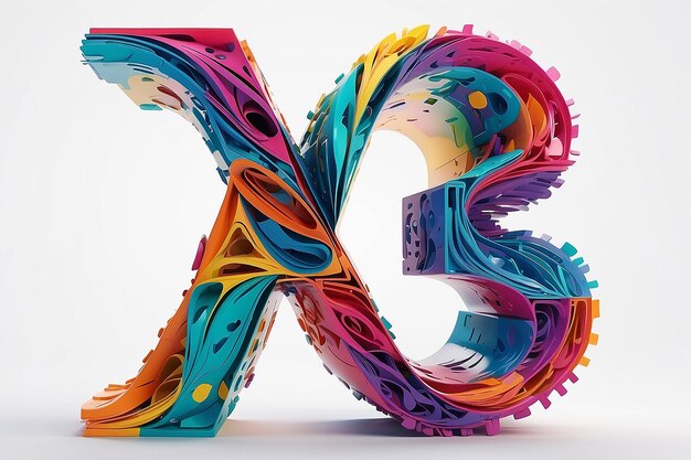 Photo a close up of a colorful letter with a white background generative ai