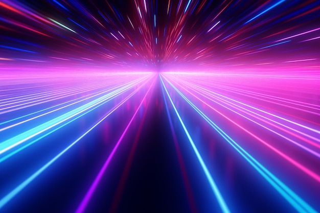 A close up of a colorful light trail with a black background generative ai