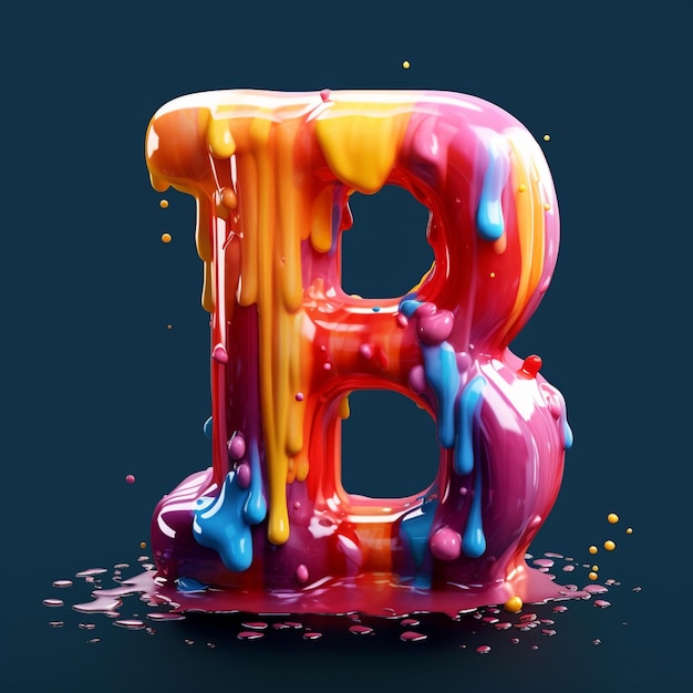 A close up of a colorful liquid letter b on a black background generative ai