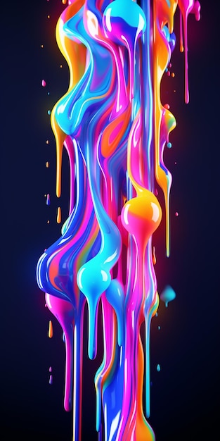 Photo a close up of a colorful liquid pouring down a wall generative ai