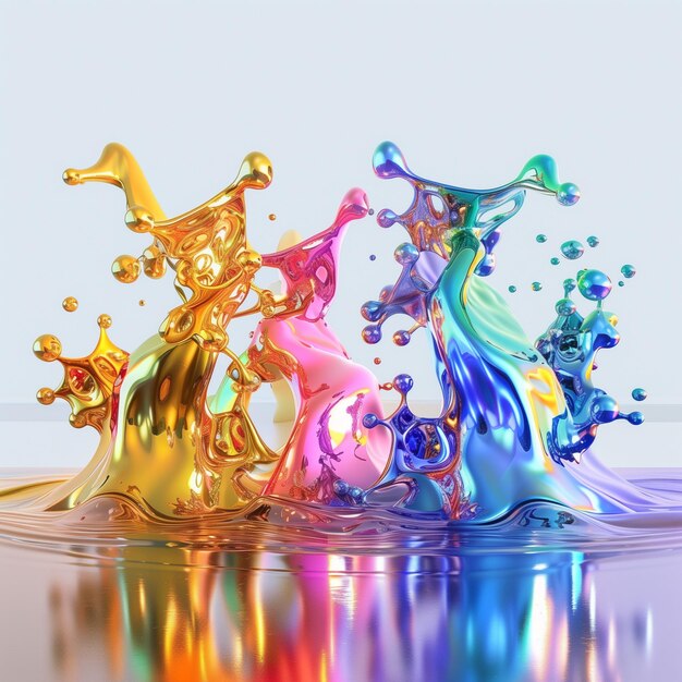 a close up of a colorful liquid splash with a white background generative ai