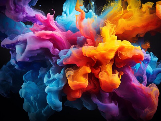 a close up of a colorful liquid substance in the air generative ai