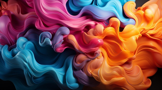 A close up of a colorful liquid substance on a black surface generative ai