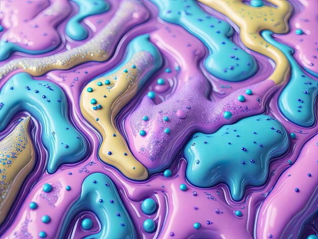 A close up of a colorful liquid texture with the word liquid on it