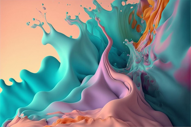 Close up of a colorful liquid wave generative ai