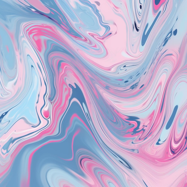 Крупный план красочной мраморной поверхности с розовым и синим фоном, генеративный AI