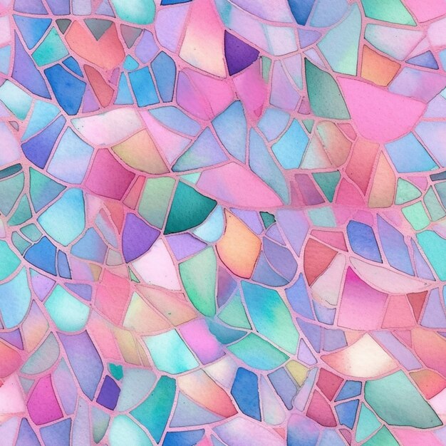 a close up of a colorful mosaic tile pattern with a pink background generative ai