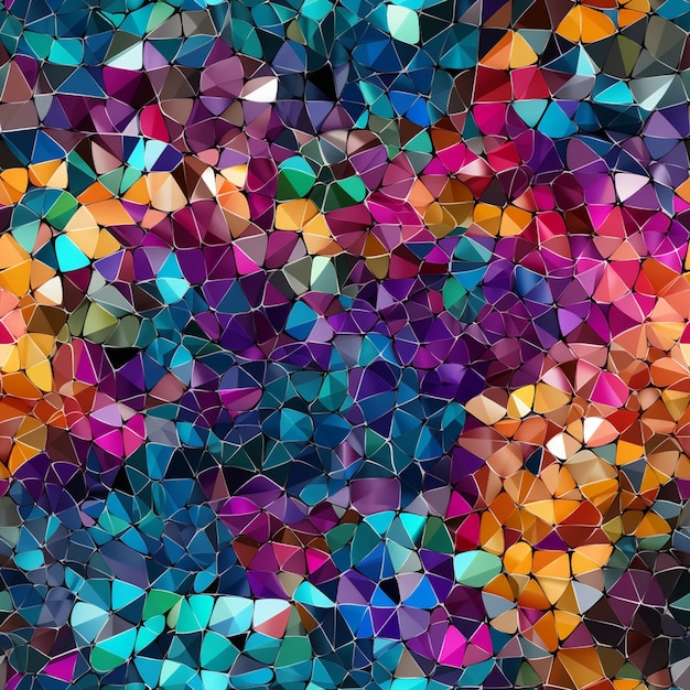 a close up of a colorful mosaic of triangles and dots generativ ai