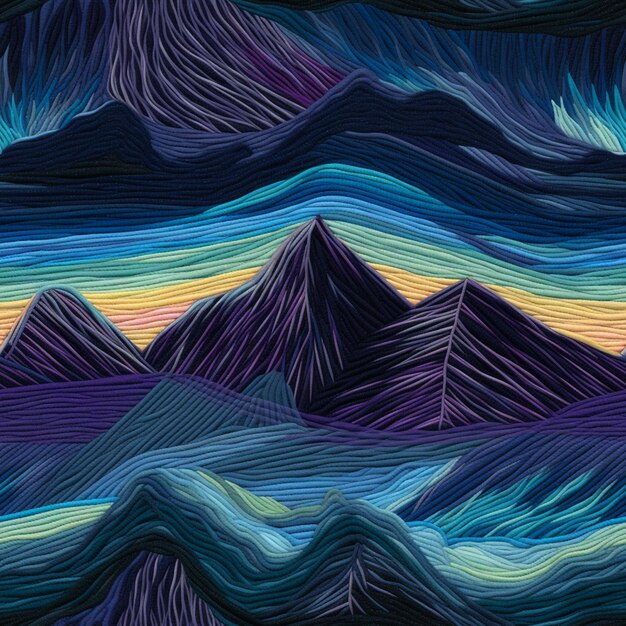 Photo a close up of a colorful mountain scene with a sky background generative ai