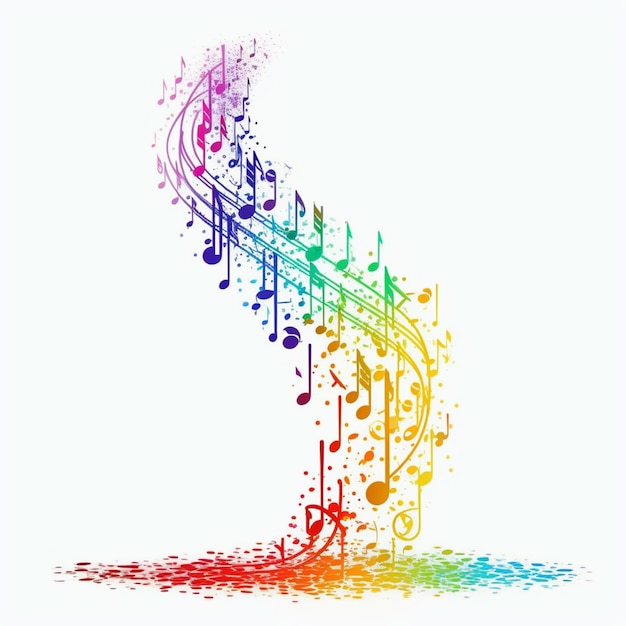 A close up of a colorful musical note with a white background generative ai