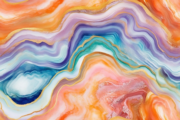 A close up of a colorful painting of a wave of paint generative ai