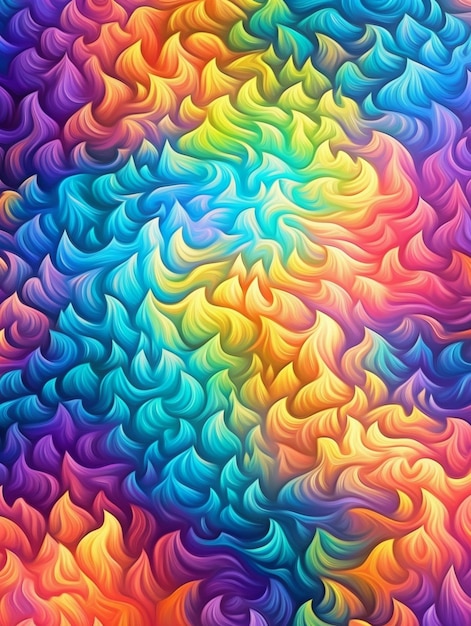 a close up of a colorful painting of waves generative ai