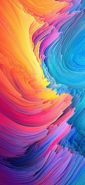 A close up of a colorful painting with a blue sky in the background generative ai