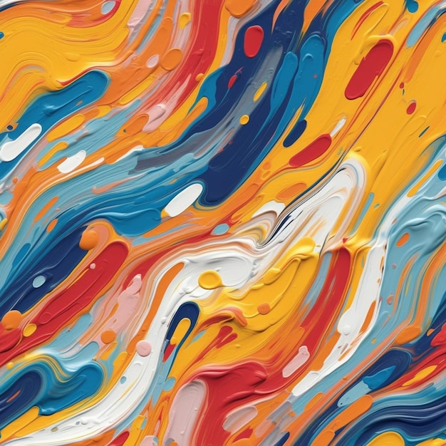 A close up of a colorful painting with a lot of paint on it generative ai