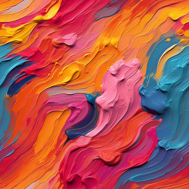 A close up of a colorful painting with a lot of paint on it generative ai