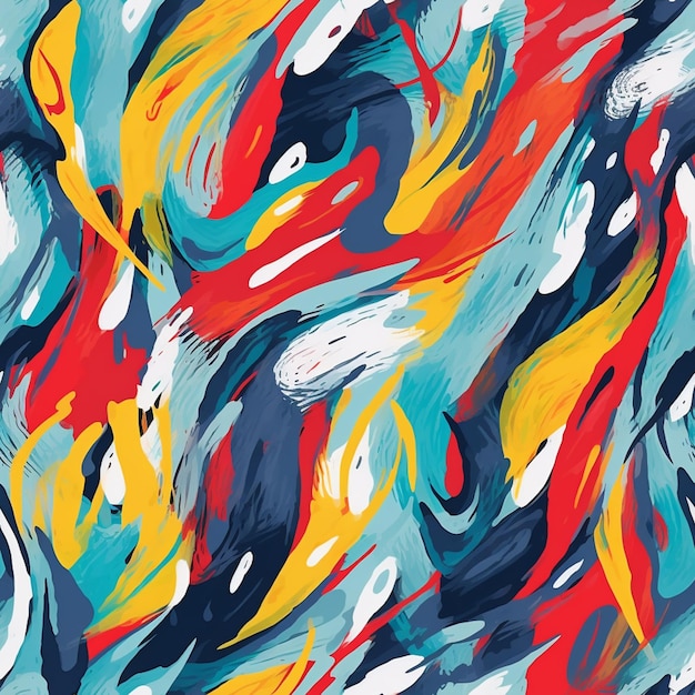 A close up of a colorful painting with a lot of paint on it generative ai