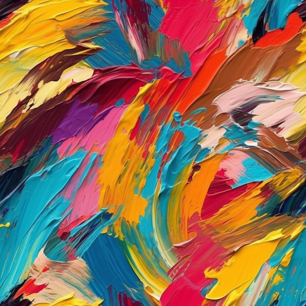 a close up of a colorful painting with lots of paint on it generative ai