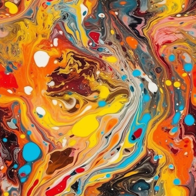 A close up of a colorful painting with lots of paint on it generative ai