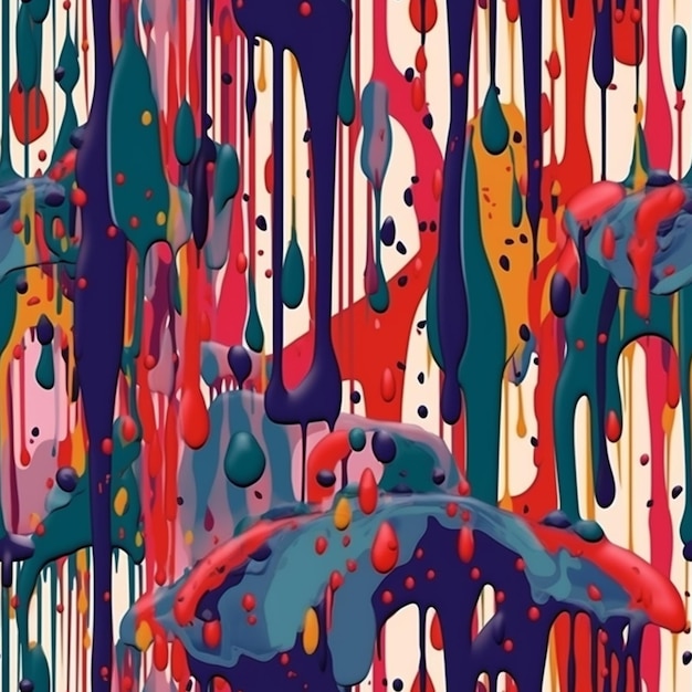 a close up of a colorful painting with lots of paint on it generative ai