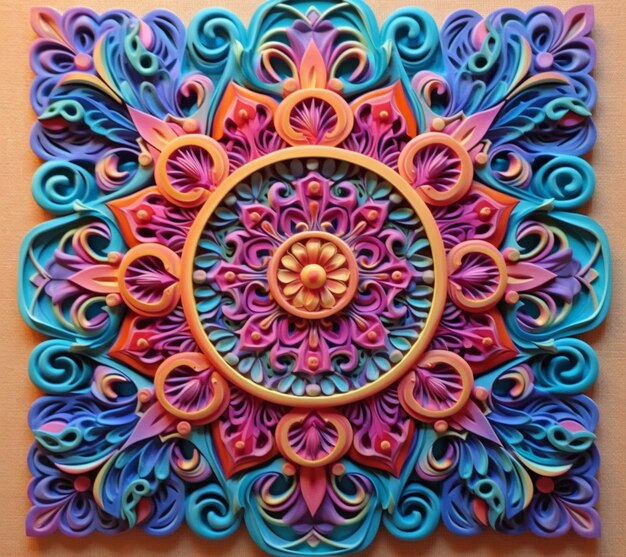 a close up of a colorful paper art with a circular design generative ai