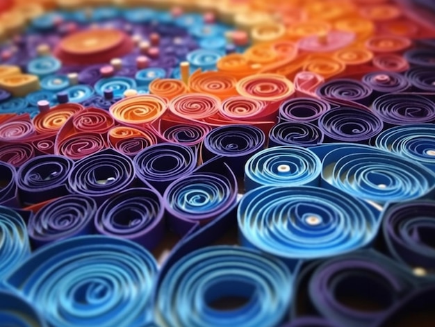 A close up of a colorful paper art with many different colors generative ai