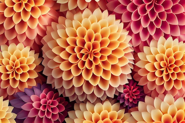 A close up of a colorful paper flower pattern.