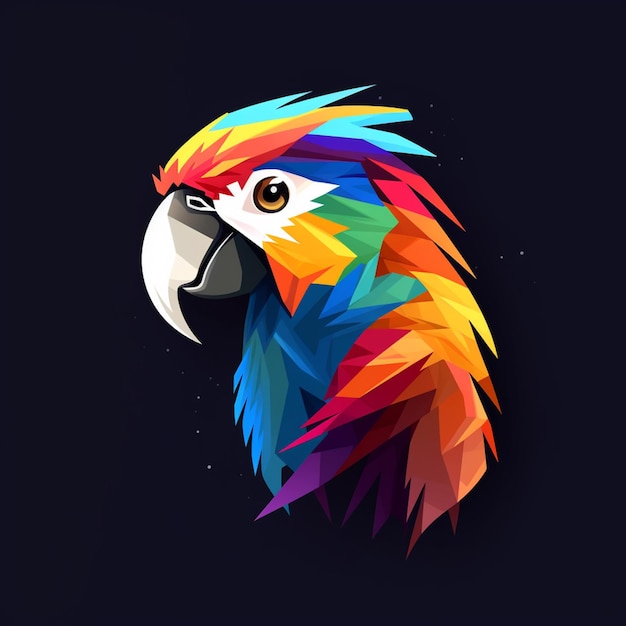 a close up of a colorful parrot on a dark background generative ai