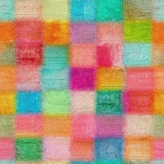 A close up of a colorful patchwork background with a square pattern generative ai
