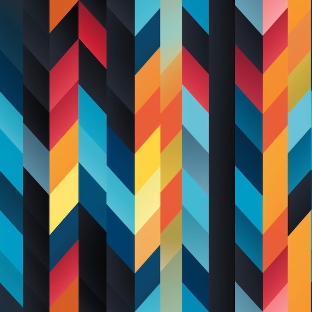 A close up of a colorful pattern of chevrons on a black background generative ai