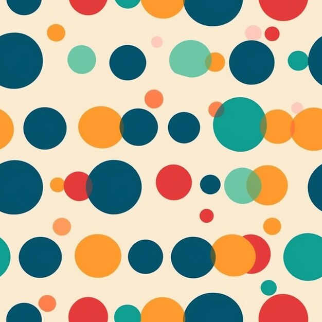 a close up of a colorful pattern of circles on a beige background generative ai