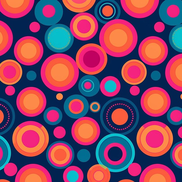 Photo a close up of a colorful pattern of circles on a dark background generative ai