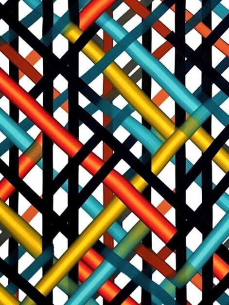 A close up of a colorful pattern of intersecting lines generative ai