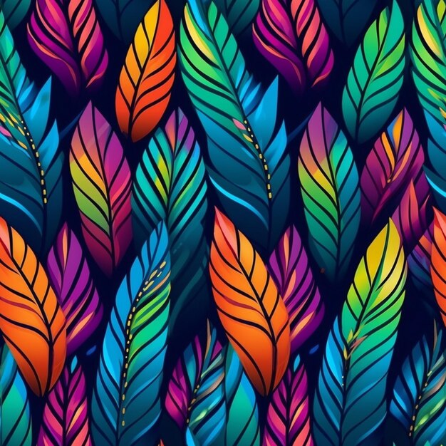 A close up of a colorful pattern of leaves generative ai