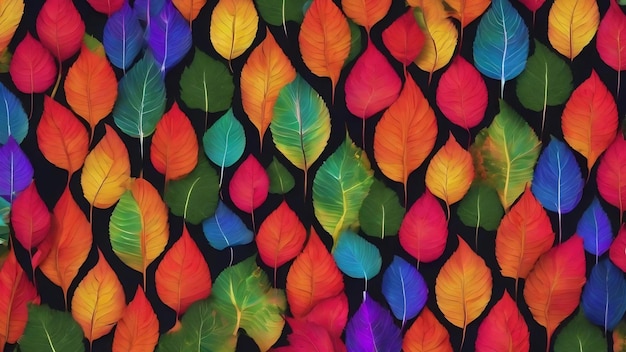 Photo a close up of a colorful pattern of leaves generative ai