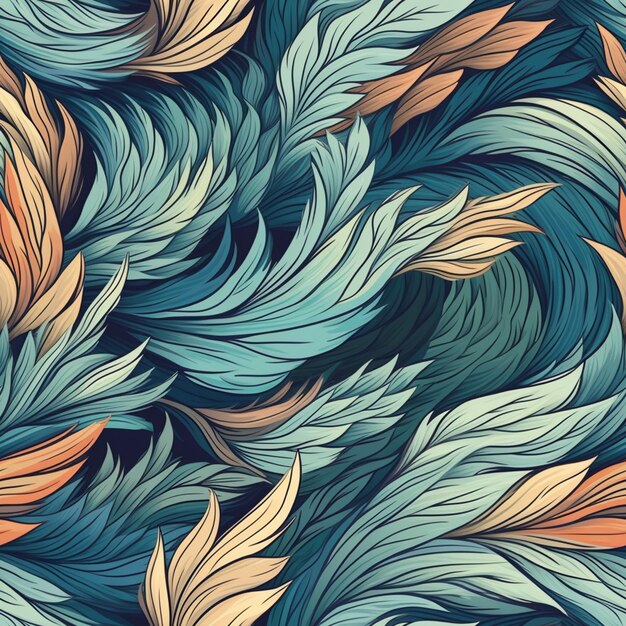 a close up of a colorful pattern of leaves generative ai