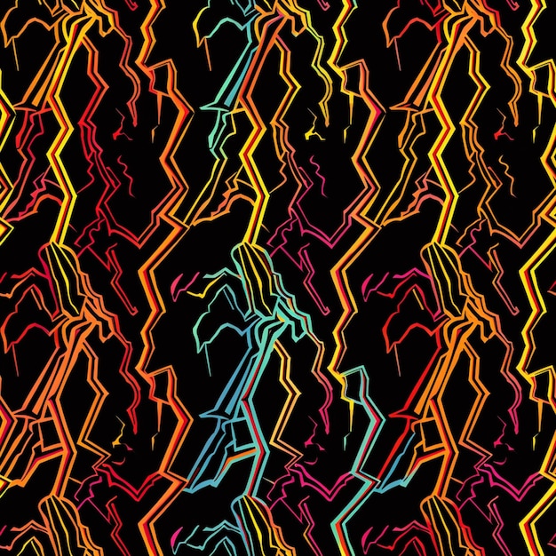 a close up of a colorful pattern of lines on a black background generative ai