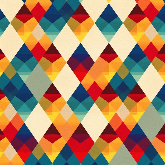 A close up of a colorful pattern of squares and triangles generative ai