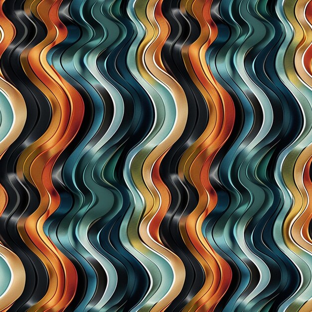 a close up of a colorful pattern of wavy lines generative ai