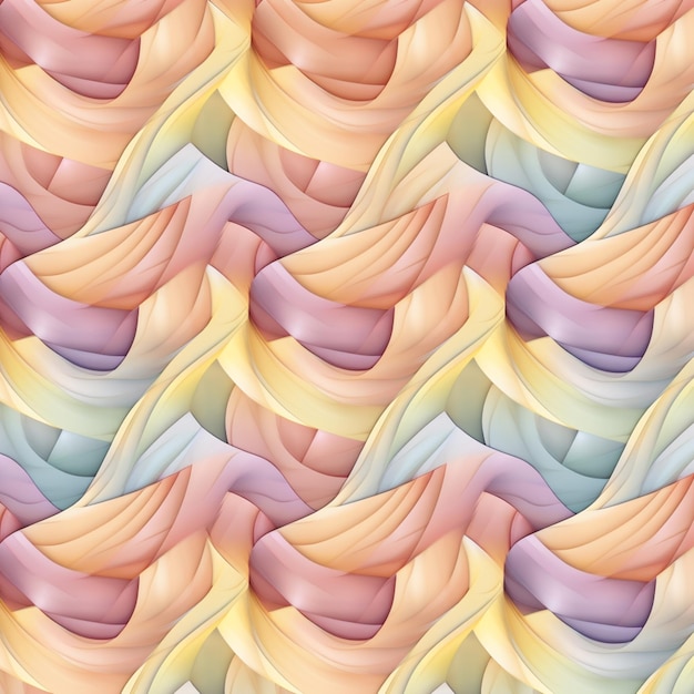 A close up of a colorful pattern of wavy shapes generative ai